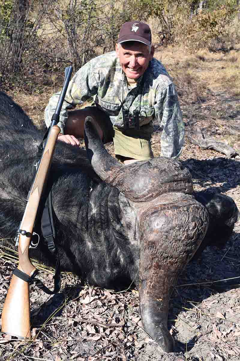 A 286-grain 9.3x62mm softnose to the shoulder anchored this old “dagga boy.” A solid ended the hunt.